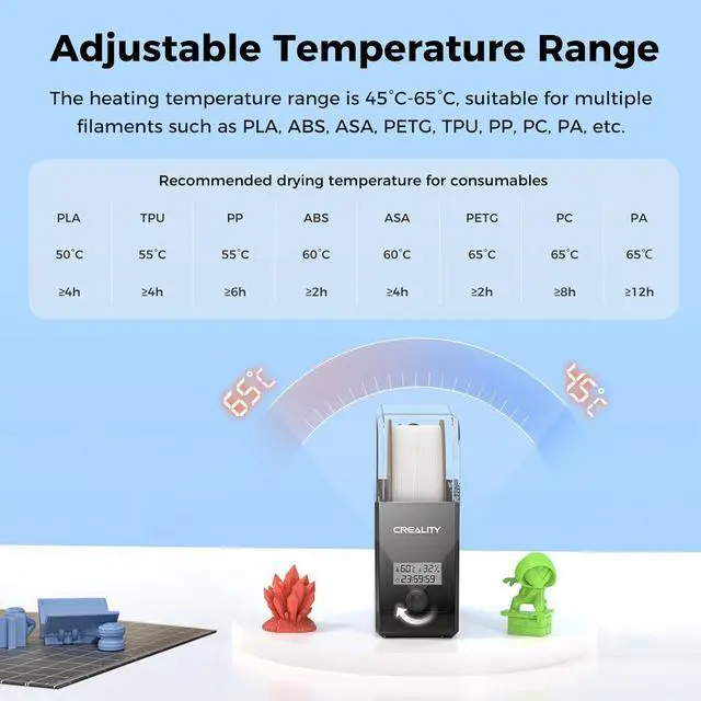Alt view image 5 of 7 - Official Creality Filament Dryer Box Pro, Upgrade 3D Printer Filament Dryer Box with Fan, 360° Heating Filament Dehydrator Storage Box for 1.75/2.85mm PETG PLA TPU ABS Nylon