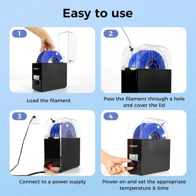 Alt view image 6 of 7 - Official Creality Filament Dryer Box Pro, Upgrade 3D Printer Filament Dryer Box with Fan, 360° Heating Filament Dehydrator Storage Box for 1.75/2.85mm PETG PLA TPU ABS Nylon