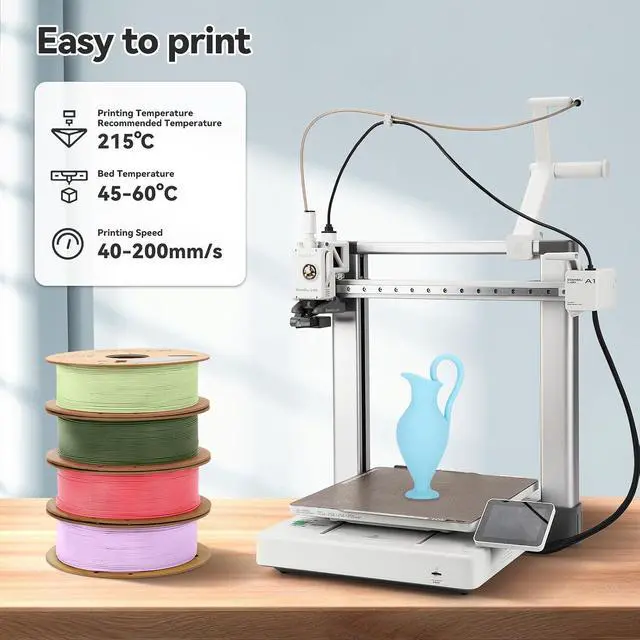 Alt view image 2 of 7 - 3DHoJor Matte PLA Filament 1.75mm Light Blue, PLA 3D Printer Filament, 1kg Spool (2.2lbs) PLA Filament, Fit Most FDM 3D Printer