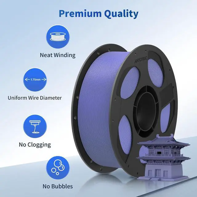 Alt view image 2 of 7 - Anycubic PLA 3D Printer Filament, Intelligent PLA Filament Enhanced Smart Printing, 3D Printing PLA Filament 1.75mm Dimensional Accuracy +/- 0.02mm, 1KG Reusable Spool (2.2 lbs), Interstellar Violet