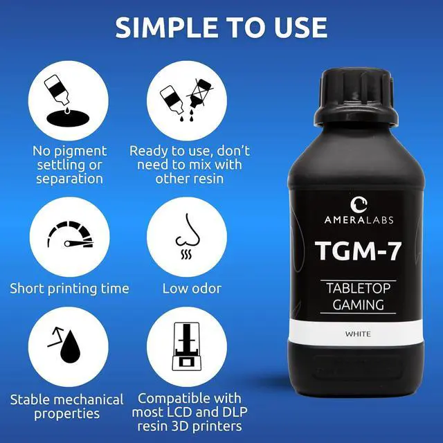 Alt view image 5 of 7 - TGM-7 3D Printer Resin for Tabletop Miniatures Tough, High Resolution, Low Odor, Fast Curing Printing Liquid for 4K/8K/12K LCD/DLP/SLA UV Resin 3D Printers (White, 1kg)