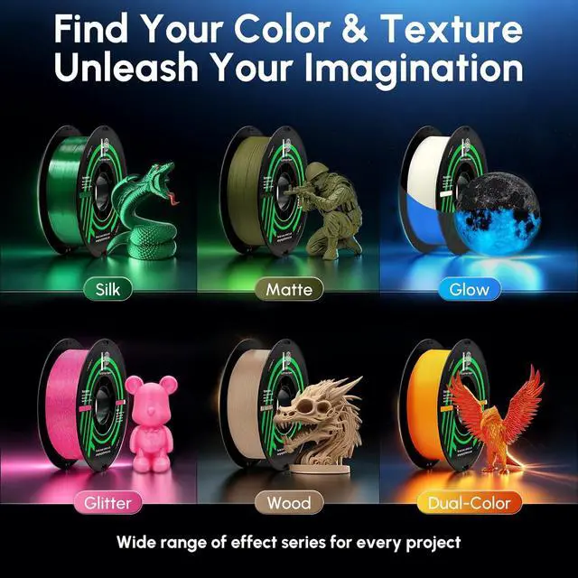 Alt view image 3 of 7 - HP3DF Glitter PLA Filament, Twinkling 3D Printer Filament, PLA Filament 1.75mm Dimensional Accuracy +/- 0.02mm, 1KG Spool (2.2 lbs), Fit Most FDM Printer (Glitter Purple)