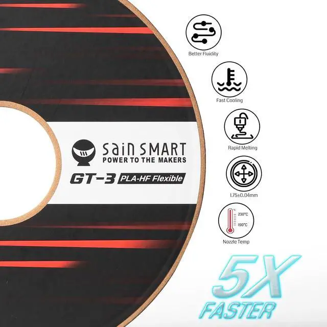 Alt view image 2 of 6 - SainSmart GT-3 High Flowability Flexible PLA Filament 1.75mm, High Flow 3D Printer Filament for High-Speed Printing, 2.2 LBS (1KG) Spool, Dimensional Accuracy +/- 0.04mm, White