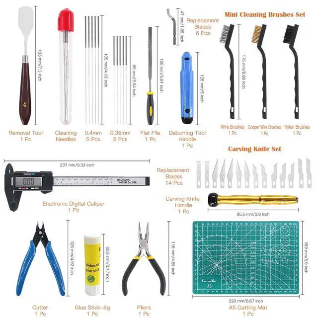 Alt view image 2 of 7 - 42 Piece 3D Print Tool Kit Includes Debur Tool, Cleaning and Removal Tool with Storage Bag, 3D Printer Tool Set for Cleaning, Finishing and Printing 3D Prints