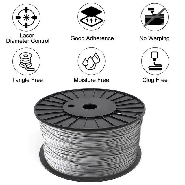 Alt view image 7 of 7 - Reprapper Grey PLA Filament, Large Roll PLA, (± 0.03mm) 1.75MM Filament for 3D Printer, 3KG (9.9lb) Grey
