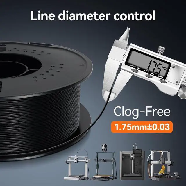 Alt view image 4 of 7 - Kingroon PLA PlusPLA+ 3D Printer Filament, Dimensional Accuracy +/- 0.03 mm, 1 kg Spool(2.2lbs), 1.75 mmBlack