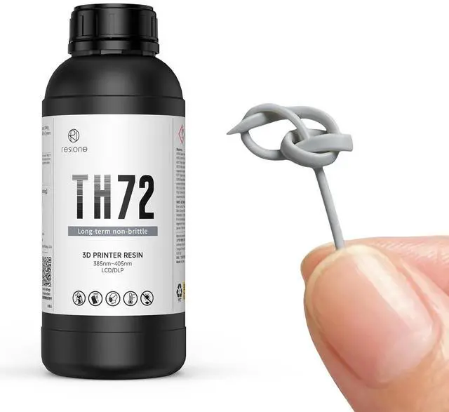 Main image of RESIONE TH72 Flexible Tough 3D Printer Resin, High Impact Resistance, Long-Lasting Toughness, Low Water Absorption, Crack-Resistant Hollow Prints, Ideal for Durable Figurines, Medium Grey 1KG