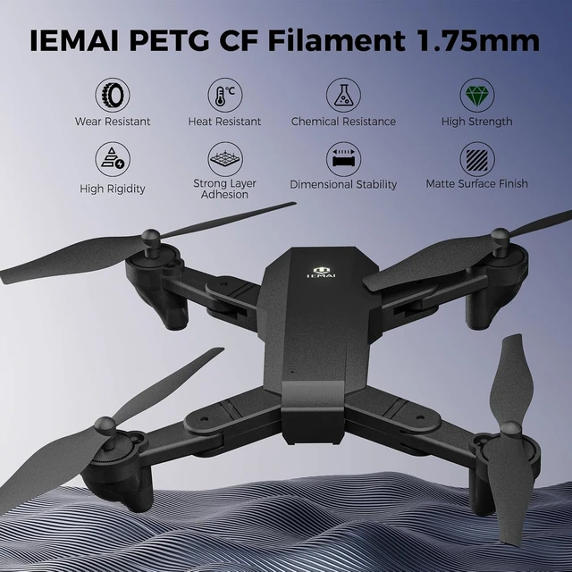 Alt view image 7 of 7 - IEMAI Carbon Fiber PETG Filament 1.75mm, PETG-CF Matte Black 1kg