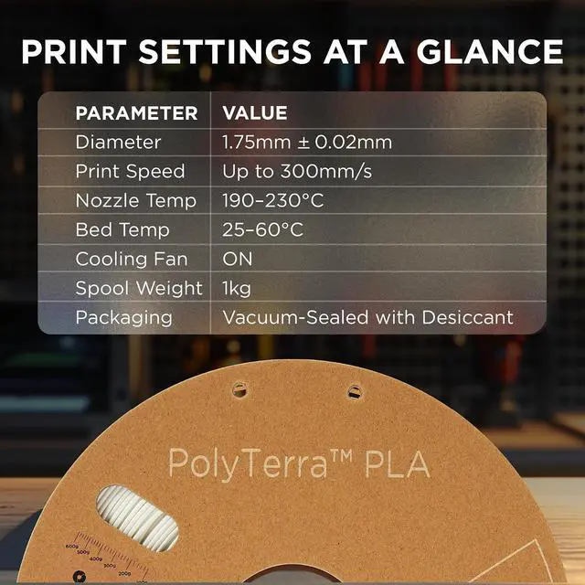 Alt view image 6 of 7 - Polymaker Matte PLA Filament Matte Cotton White 1.75mm 3kg 3D Printing Filament, PolyTerra 3D Printer PLA Filament
