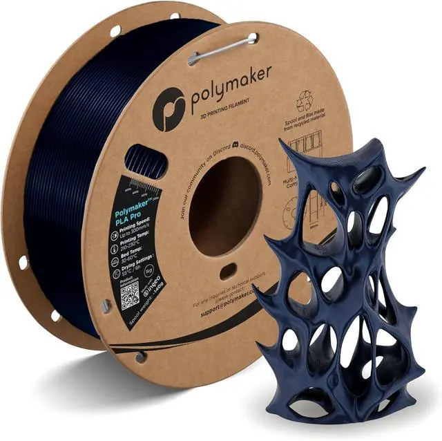 Main image of Polymaker PLA PRO Filament 1.75mm 1kg, Tough & High Rigidity Metallic Blue 3D Printing Filament, PolyLite PLA PRO High Speed, Print with Most 3D Printers