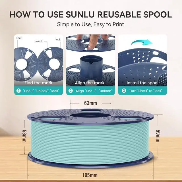 Alt view image 3 of 7 - SUNLU PLA Matte 3D Printer Filament 1.75mm, PLA Filament 1kg Spool (2.2lbs), Dimensional Accuracy +/- 0.02mm, Matte White PLA