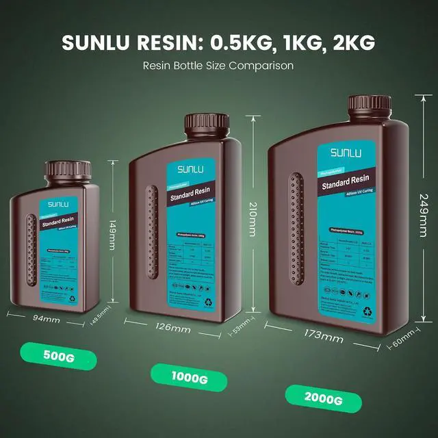 Alt view image 7 of 7 - SUNLU 3D Printer Resin 1kg, Fast Curing Standard 3D Resin for LCD DLP SLA Resin 3D Printers, 395 to 405nm UV Curing 3D Printing Liquid Photopolymer Resin, Low Shrinkage, High Precision, 1000g, Orange