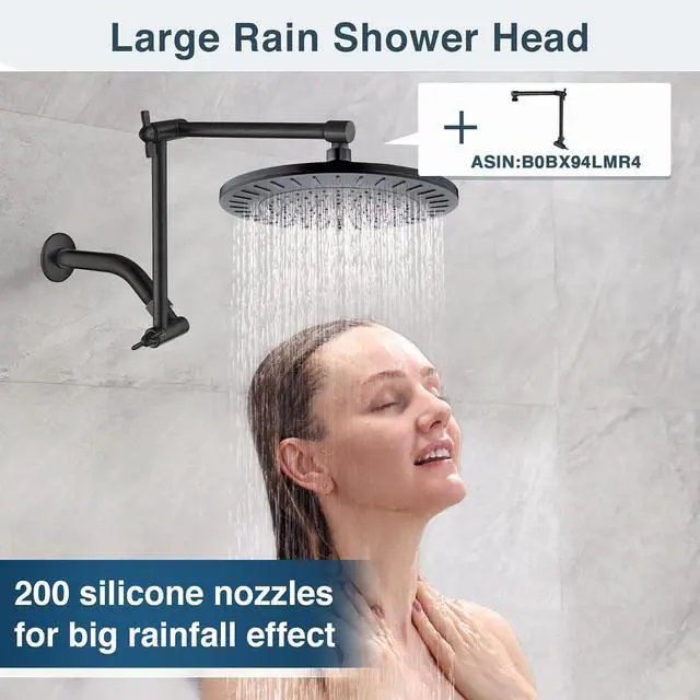 Alt view image 5 of 7 - BRIGHT SHOWERS Rain Shower Head, 9 Inch High Pressure Waterfall Showerhead with Adjustable Angle and Anti-clogging Silicone Nozzles, Luxury Bathroom Overhead Shower, Oil-Rubbed Bronze