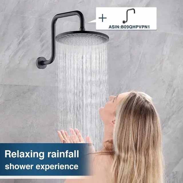 Alt view image 7 of 7 - BRIGHT SHOWERS Rain Shower Head, 9 Inch High Pressure Waterfall Showerhead with Adjustable Angle and Anti-clogging Silicone Nozzles, Luxury Bathroom Overhead Shower, Oil-Rubbed Bronze