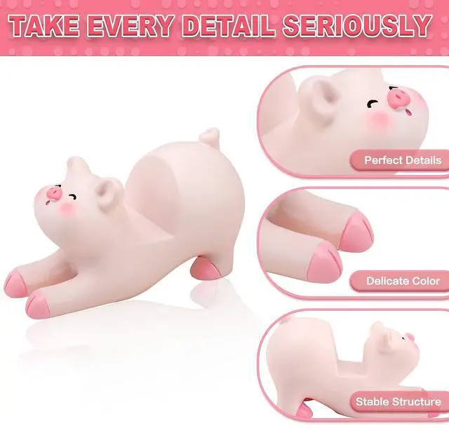 Alt view image 2 of 7 - Cute Pig Phone Holder Pink Resin Cellphone Stand for Desk, Animal Desktop Accessory and Office Decor