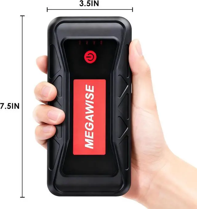 Alt view image 2 of 6 - MEGAWISE 2500A Peak 21800mAh Car Battery Jump Starter (up to 8.0L Gas/6.5L Diesel Engines) 12V Portable Power Pack Auto Battery Booster with Dual USB Outputs