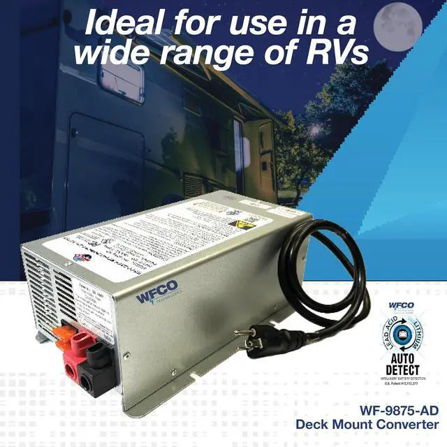 Alt view image 2 of 7 - WFCO Genuine WF-9875-AD-CB RV Converter/Charger Deckmount 75Amp DC Output with Patented Auto Detect Technology Lead Acid Lithium Multi-Stage Charging