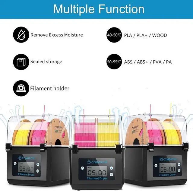 Alt view image 6 of 7 - Comgrow 3D Printer Filament Dryer Box, Comgrow 3D Filament Storages, Keeping Filaments Dry During 3D Printing, Compatible with 1.75mm/2.85mm PLA ABS Material, Filament Dehydrator, Spool Holder