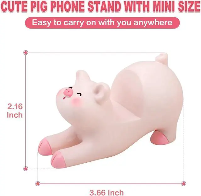 Alt view image 5 of 7 - Cute Pig Phone Holder Pink Resin Cellphone Stand for Desk, Animal Desktop Accessory and Office Decor
