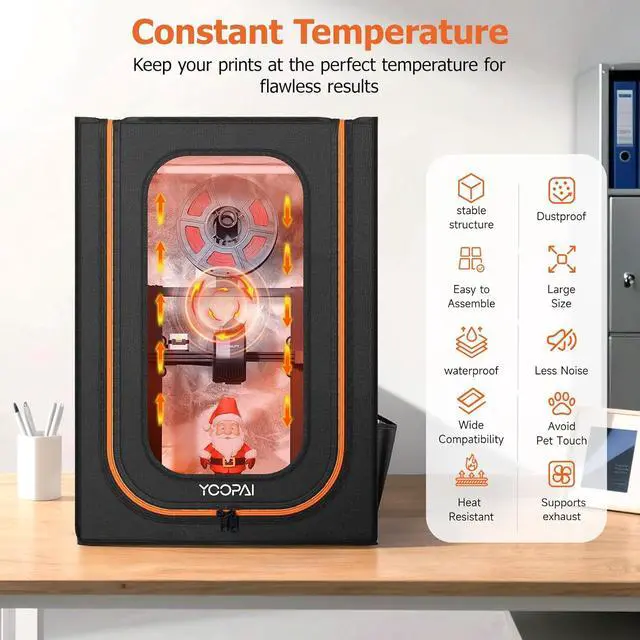 Alt view image 3 of 7 - 3D Printer Enclosure with LED Lighting, Fireproof Dustproof Tent Constant Temperature Protective Cover for Creality Ender 3 V3 SE/KE/Ender 3/Ender 3 Pro/Ender 3V2/Ender 3S1/Neo/Anycubic Elegoo, Medium
