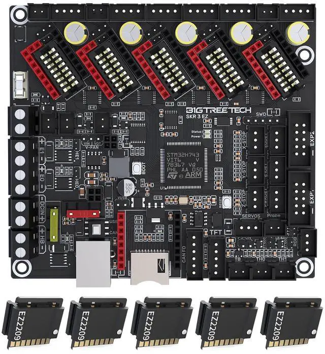 Main image of BIGTREETECH SKR 3 EZ Control Board 32bit New Upgrade Silent Board Support EZ2209/ EZ5160/ EZ2130 Stepper Driver Compatible TFT Series Touch Screen, DIY for Most FDM 3D Printer (with 5PCS EZ2209)