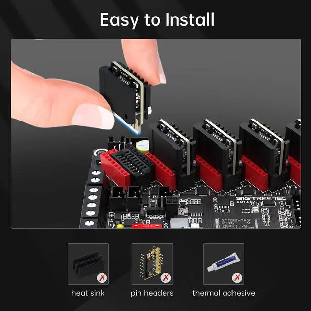 Alt view image 2 of 6 - BIGTREETECH SKR 3 EZ Control Board 32bit New Upgrade Silent Board Support EZ2209/ EZ5160/ EZ2130 Stepper Driver Compatible TFT Series Touch Screen, DIY for Most FDM 3D Printer (with 5PCS EZ2209)