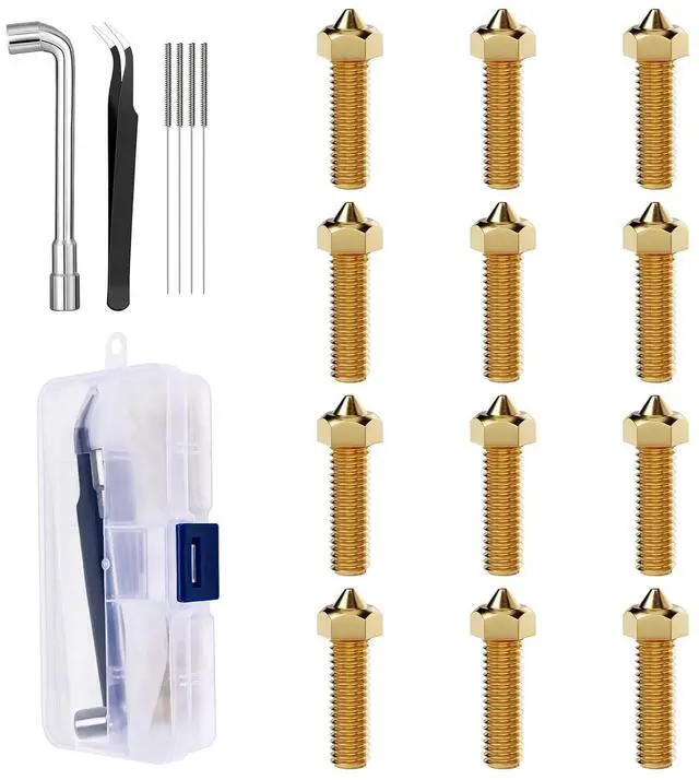 Main image of ALadrs 0.4mm Brass Nozzles 12pcs, 3D Printer 1.75mm Filament Hot End Nozzles for Anycubic Kobra 2,vyper,Kobra Plus,Kobra Max,Sidewinder X1 3D Printer