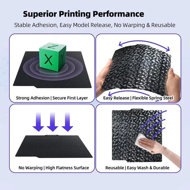 Alt view image 3 of 7 - IdeaFormer-3D PEO PET Smooth Build Plate for Bambu Lab X2D X1C X1 X1E P1P P1S P2S A1, PEO PET Spring Steel Sheet Flexible Bed Plate for Bambu Labs X1, X1 Carbon, P1P, P1S, P2S, A1 3D Printer Platform