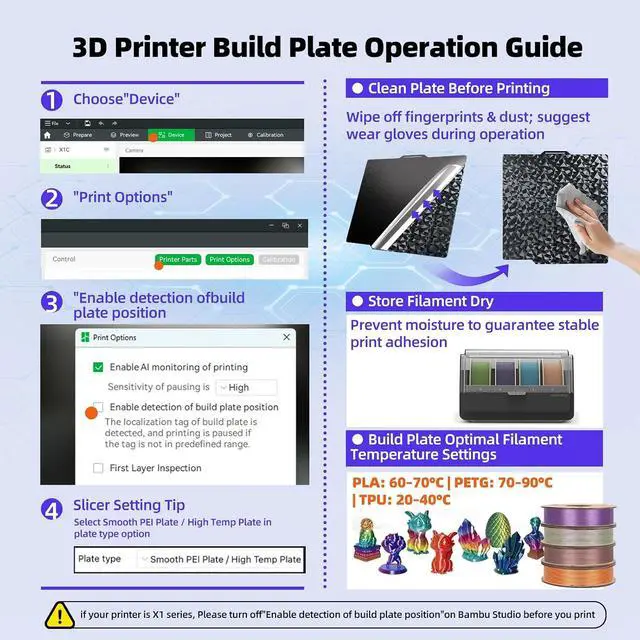 Alt view image 7 of 7 - IdeaFormer-3D PEO PET Smooth Build Plate for Bambu Lab X2D X1C X1 X1E P1P P1S P2S A1, PEO PET Spring Steel Sheet Flexible Bed Plate for Bambu Labs X1, X1 Carbon, P1P, P1S, P2S, A1 3D Printer Platform