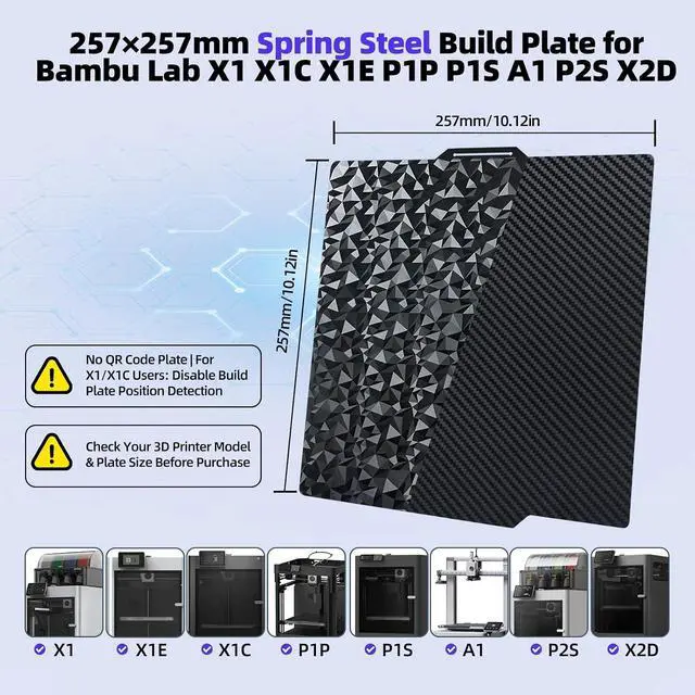 Alt view image 6 of 7 - IdeaFormer-3D PEO PET Smooth Build Plate for Bambu Lab X2D X1C X1 X1E P1P P1S P2S A1, PEO PET Spring Steel Sheet Flexible Bed Plate for Bambu Labs X1, X1 Carbon, P1P, P1S, P2S, A1 3D Printer Platform