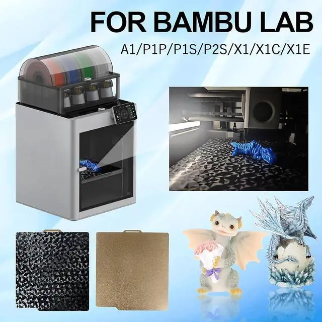 Alt view image 5 of 7 - IdeaFormer Smooth Diamond PEO+Textured PEI Plate for Bambu Lab X2D X1 X1C X1E P1P P1S P2S A1, Double Sided Textured PEO PEI 257x257mm P2S P1S Build Plate for Bambu Lab Series 3D Printers