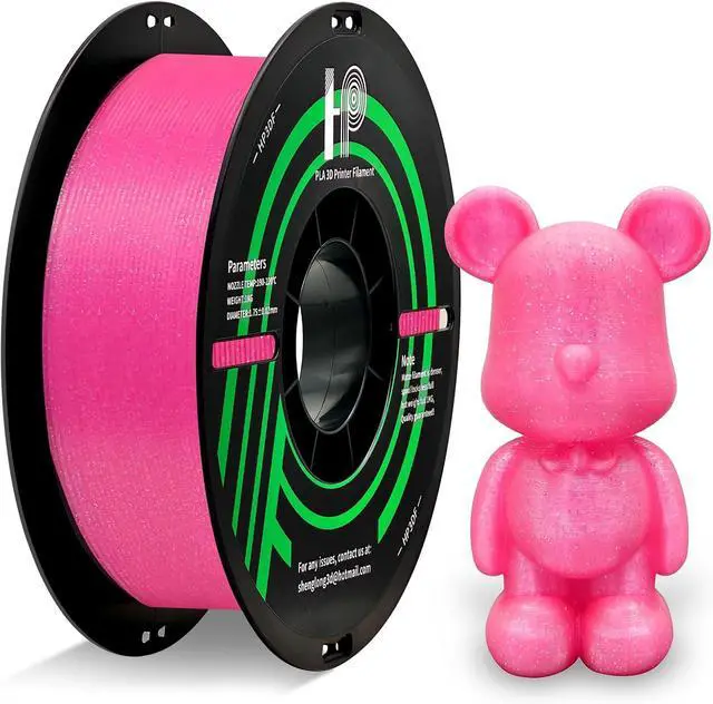 Main image of HP3DF Glitter PLA Filament, Twinkling 3D Printer Filament, PLA Filament 1.75mm Dimensional Accuracy +/- 0.02mm, 1KG Spool (2.2 lbs), Fit Most FDM Printer (Glitter Pink)