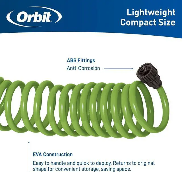 Alt view image 4 of 5 - Orbit 27389 Coil Garden Hose, 50 Feet, with 8-Pattern Hose Nozzle (Green)