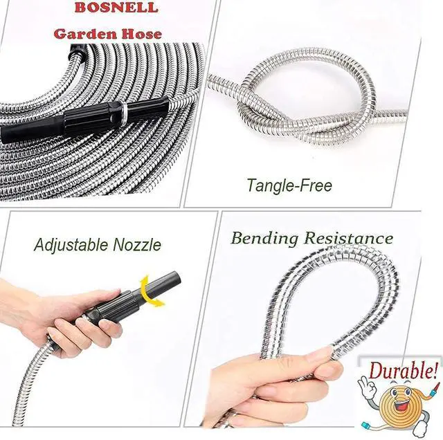 Alt view image 3 of 6 - Metal Garden Hose, Stainless Steel Water Hose with Nozzles, Ultra Flexible and Tangle Free(10FT)