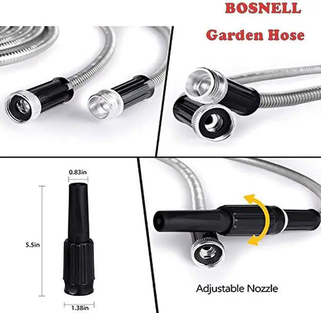 Alt view image 5 of 6 - Metal Garden Hose, Stainless Steel Water Hose with Nozzles, Ultra Flexible and Tangle Free(10FT)