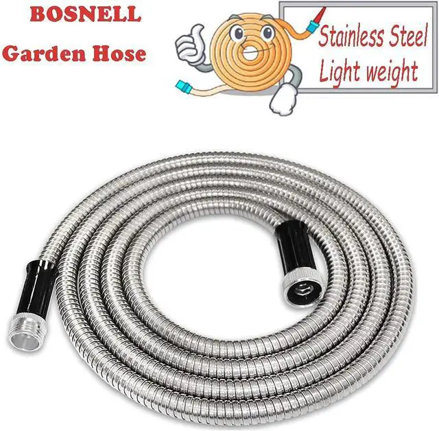 Alt view image 2 of 6 - Metal Garden Hose, Stainless Steel Water Hose with Nozzles, Ultra Flexible and Tangle Free(10FT)