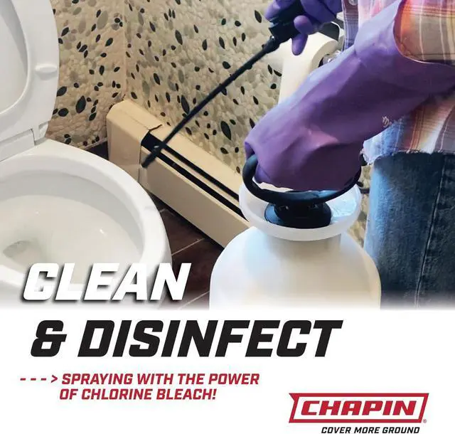 Alt view image 4 of 6 - Chapin 20074: Made in the USA Disinfectant Bleach Sprayer, 1-Gallon, Adjustable Cone Nozzle, Compatible with Bleach Solutions and Fungicides, Bonus Spray Shield, Translucent White
