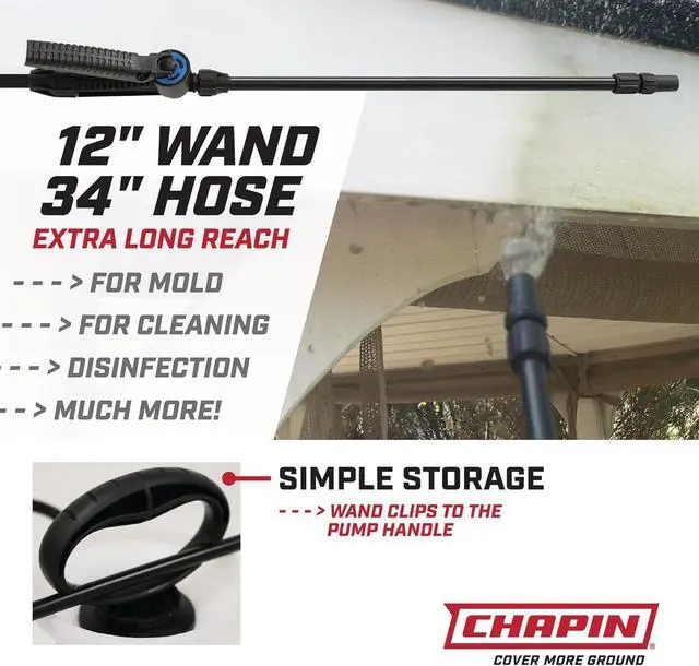 Alt view image 6 of 6 - Chapin 20074: Made in the USA Disinfectant Bleach Sprayer, 1-Gallon, Adjustable Cone Nozzle, Compatible with Bleach Solutions and Fungicides, Bonus Spray Shield, Translucent White