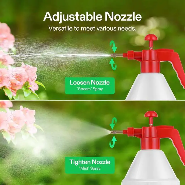 Alt view image 2 of 7 - VIVOSUN 50oz Pump Sprayer, Handheld Garden Water Sprayer Bottle with Adjustable Brass Nozzle, for Spraying Plants, Flowers, Weeds and Cleaning, Red