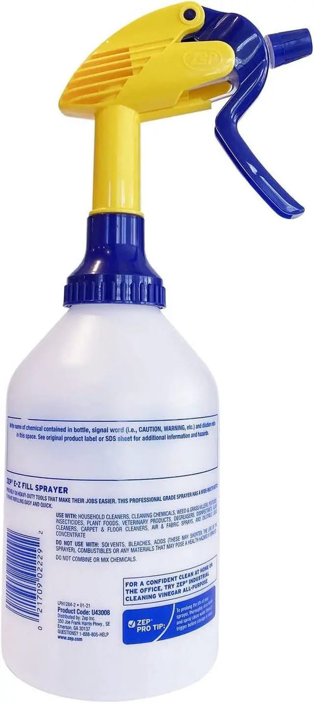 Alt view image 3 of 7 - Zep E-Z Fill Professional Sprayer - 32 oz (Case of 8) - U43008 - Wide Mouth Spray Bottle for Easy Pouring, High Output, Great for Cleaners, Degreasers and More