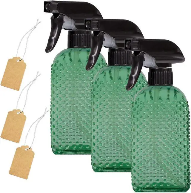 Main image of Plant Mister Glass Spray Bottle - 3 Pack 13oz Reusable Green with Adjustable Nozzle for Indoor Plants, Gardening, Cleaning, Hair Care & Household Use