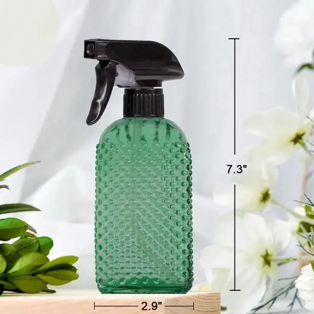 Alt view image 4 of 6 - Plant Mister Glass Spray Bottle - 3 Pack 13oz Reusable Green with Adjustable Nozzle for Indoor Plants, Gardening, Cleaning, Hair Care & Household Use