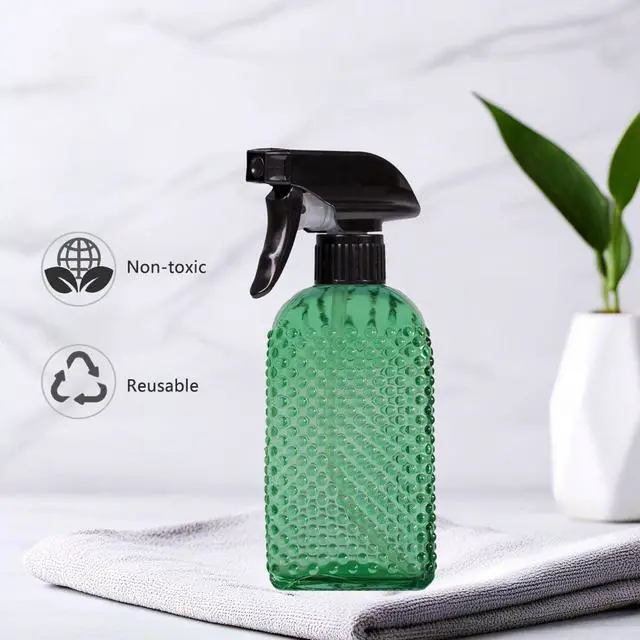 Alt view image 6 of 6 - Plant Mister Glass Spray Bottle - 3 Pack 13oz Reusable Green with Adjustable Nozzle for Indoor Plants, Gardening, Cleaning, Hair Care & Household Use