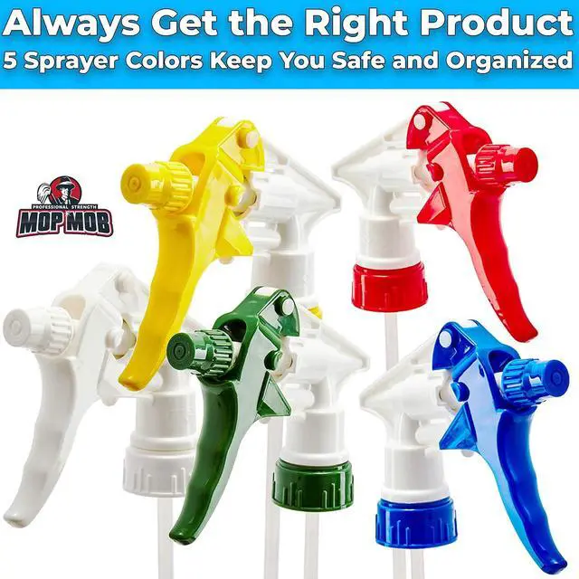 Alt view image 5 of 7 - Leak-Free Chemical Resistant Spray Head 10 Pk. BOTTLES NOT INCLUDED. Industrial Sprayer for Car Detailing Window Cleaning and Janitorial Supply. Low-Fatigue Trigger and Nozzle Fit 32oz Bottle.