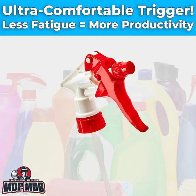 Alt view image 7 of 7 - Leak-Free Chemical Resistant Spray Head 10 Pk. BOTTLES NOT INCLUDED. Industrial Sprayer for Car Detailing Window Cleaning and Janitorial Supply. Low-Fatigue Trigger and Nozzle Fit 32oz Bottle.