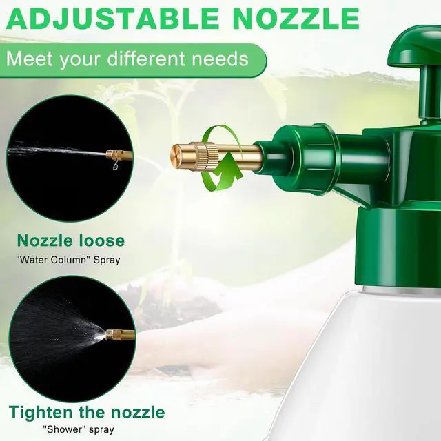 Alt view image 3 of 7 - Ziliny 2 Pcs 27 oz Handheld Pump Spray Bottle Garden Mister Spray Bottles Lawn Pressure Hand Pump Sprayer with Adjustable Nozzle for Chemicals Watering Weeds Plants and Cleaning (Green)