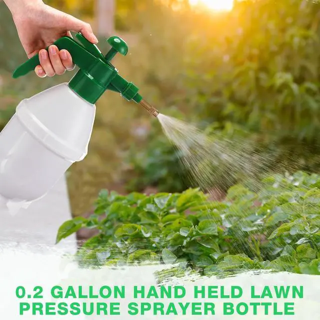 Alt view image 6 of 7 - Ziliny 2 Pcs 27 oz Handheld Pump Spray Bottle Garden Mister Spray Bottles Lawn Pressure Hand Pump Sprayer with Adjustable Nozzle for Chemicals Watering Weeds Plants and Cleaning (Green)