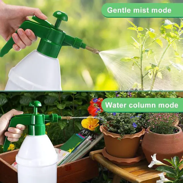 Alt view image 5 of 7 - Ziliny 2 Pcs 27 oz Handheld Pump Spray Bottle Garden Mister Spray Bottles Lawn Pressure Hand Pump Sprayer with Adjustable Nozzle for Chemicals Watering Weeds Plants and Cleaning (Green)