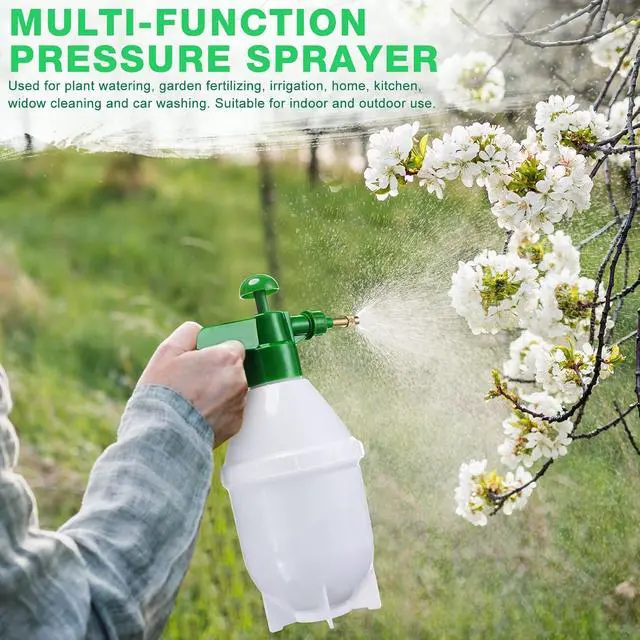 Alt view image 7 of 7 - Ziliny 2 Pcs 27 oz Handheld Pump Spray Bottle Garden Mister Spray Bottles Lawn Pressure Hand Pump Sprayer with Adjustable Nozzle for Chemicals Watering Weeds Plants and Cleaning (Green)
