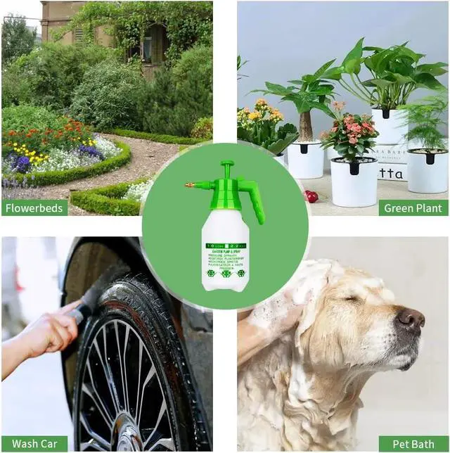 Alt view image 7 of 7 - Garden Pump Sprayer,68oz/34oz Hand-held Pressure Sprayer Bottle for Lawn with Safety Value&Adjustable Nozzle, for Watering,Spraying Weeds,Home Cleaning and Car Washing,0.5 Gallon